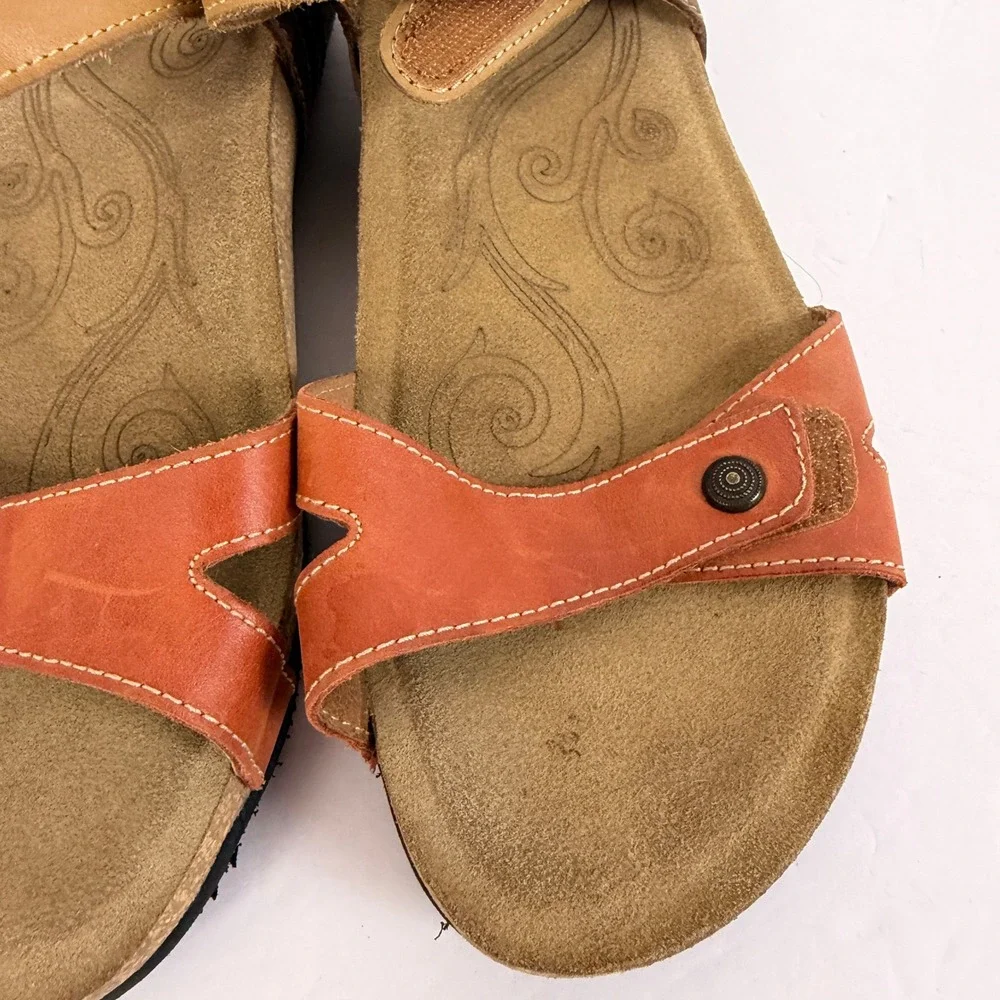 Taos Women's Leather Sandals 8-8.5 EU39 Orange Tan Adjustable Comfort